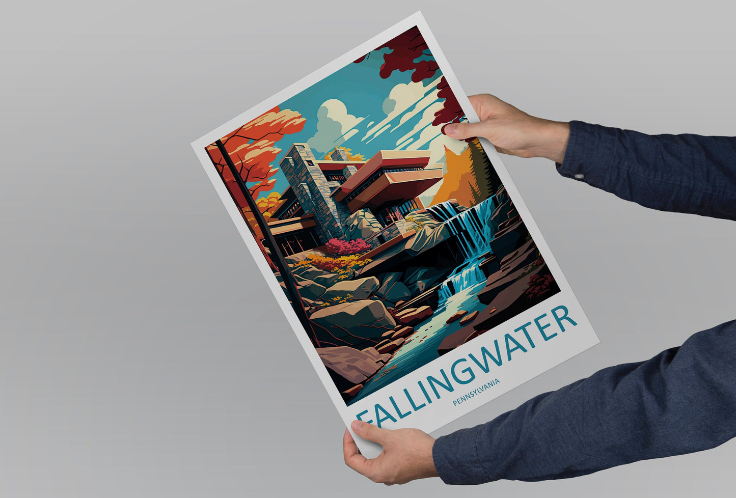 Fallingwater Travel Print Wall Art Fallingwater Wall Hanging Home Décor Fallingwater Gift Art Lovers Pennsylvania Art Lover Travel Art