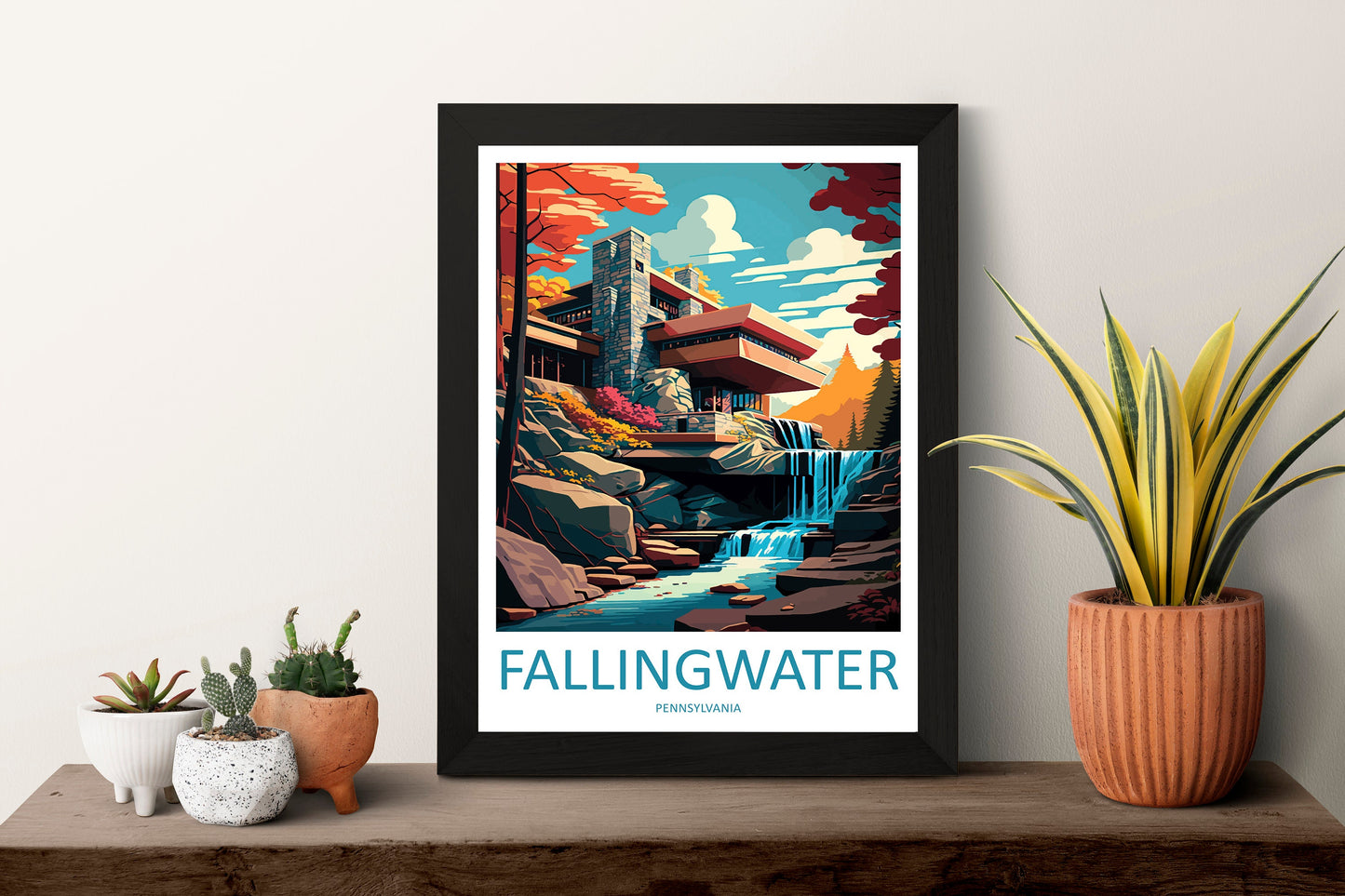 Fallingwater Travel Print Wall Art Fallingwater Wall Hanging Home Décor Fallingwater Gift Art Lovers Pennsylvania Art Lover Travel Art
