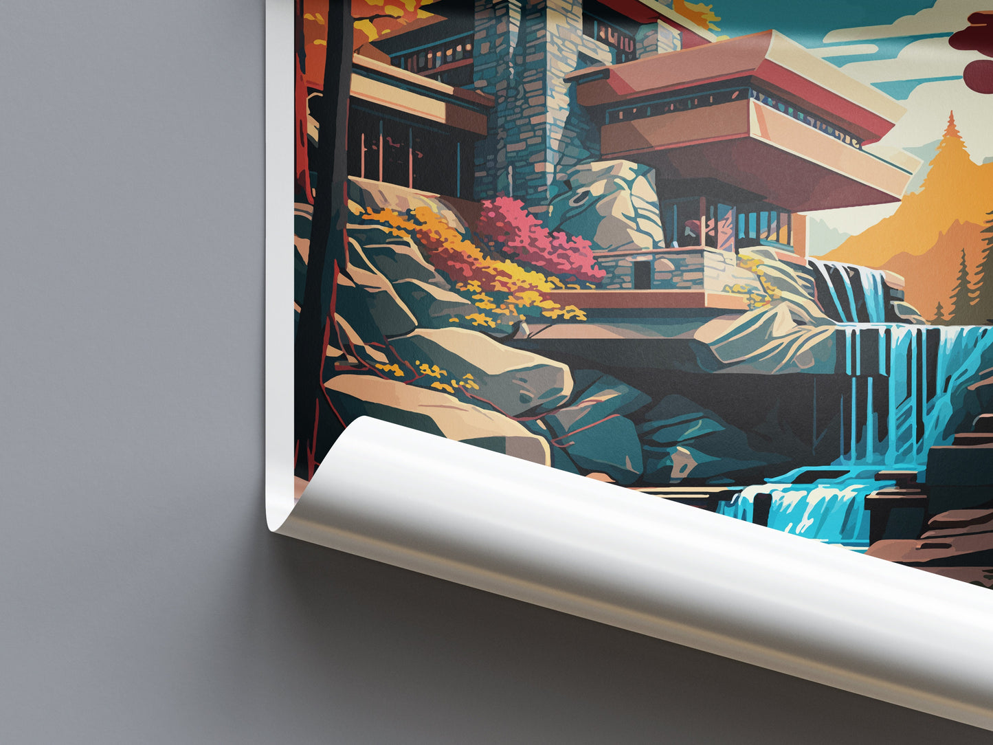 Fallingwater Travel Print Wall Art Fallingwater Wall Hanging Home Décor Fallingwater Gift Art Lovers Pennsylvania Art Lover Travel Art