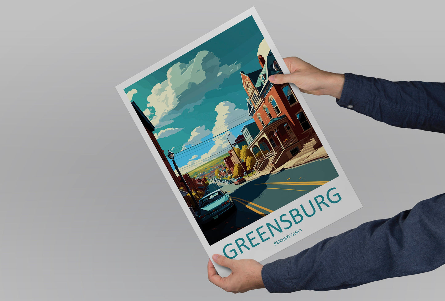 Greensburg Travel Print Wall Art Greensburg Wall Hanging Home Décor Greensburg Gift Art Lovers Pennsylvania Art Lover Travel Art