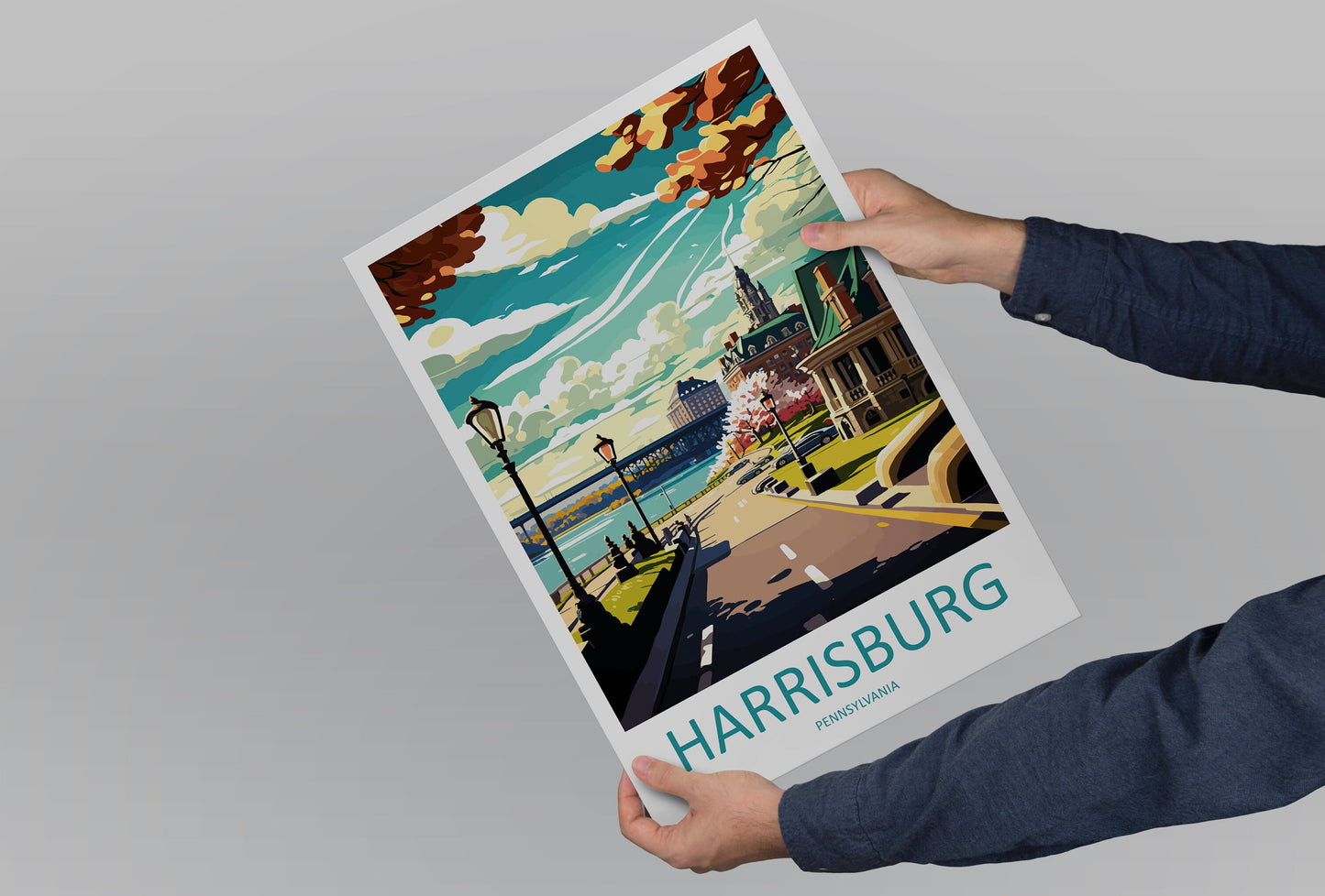 Harrisburg Travel Print Wall Art Harrisburg Wall Hanging Home Décor Harrisburg Gift Art Lovers Pennsylvania Art Lover Travel Art