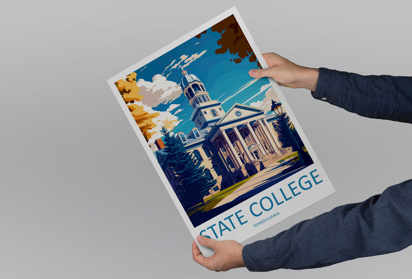 State College Travel Print Wall Art State College Wall Hanging Home Décor State College Gift Art Lovers Pennsylvania Travel Poster Art