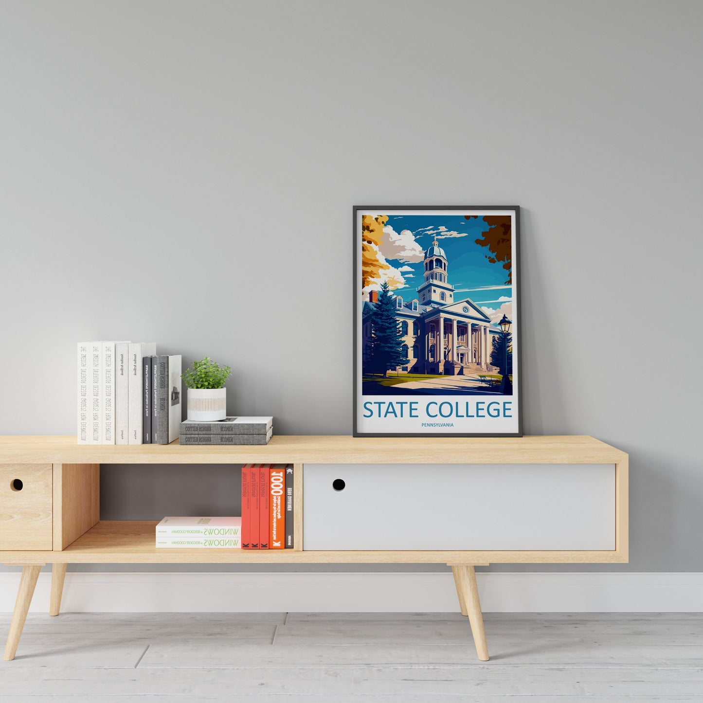State College Travel Print Wall Art State College Wall Hanging Home Décor State College Gift Art Lovers Pennsylvania Travel Poster Art