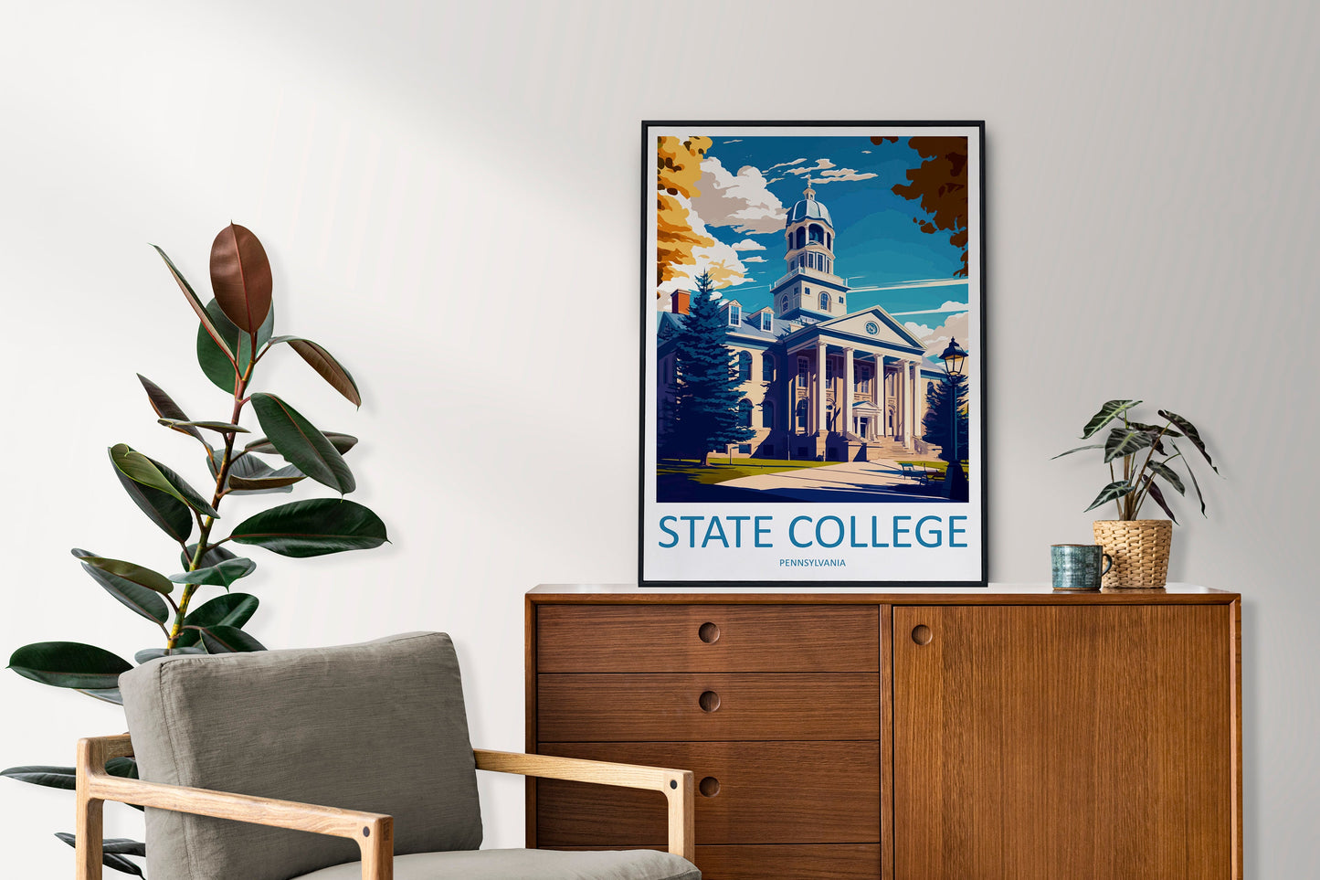 State College Travel Print Wall Art State College Wall Hanging Home Décor State College Gift Art Lovers Pennsylvania Travel Poster Art