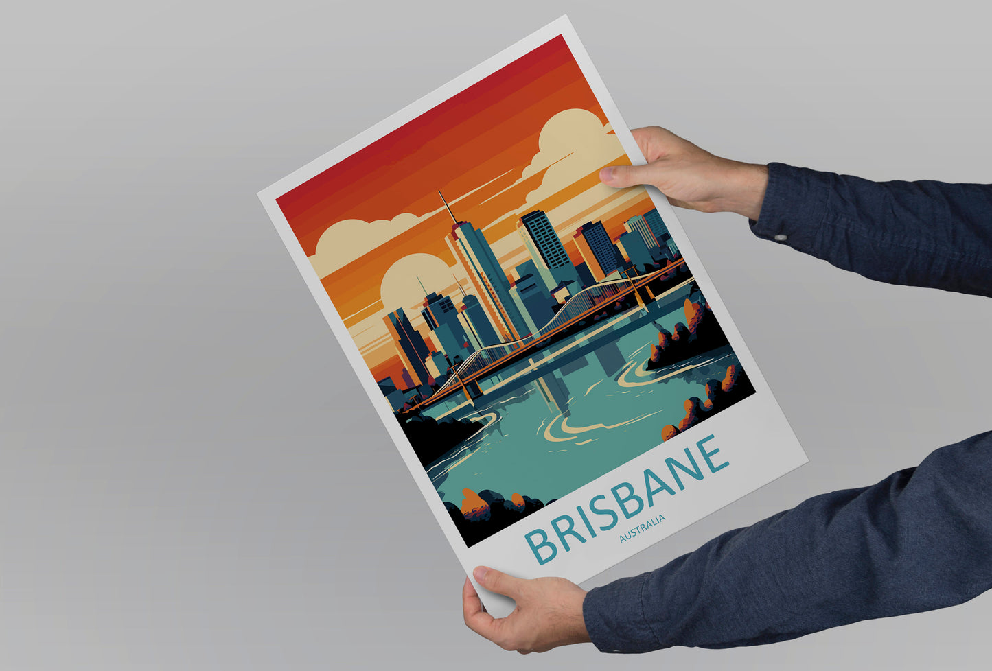 Brisbane Travel Print Wall Art Brisbane Wall Hanging Home Décor Brisbane Gift Art Lovers Wall Art Australia Travel Print Brisbane Decor