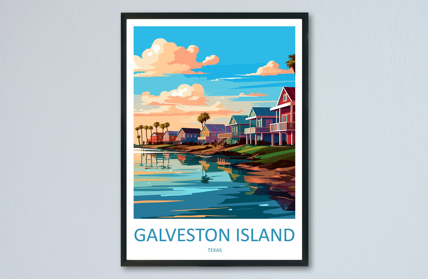 Galveston Island Travel Print Wall Art Galveston Island Wall Hanging Home Décor Galveston Island Gift Art Lovers Texas Art Lover Gift Texas