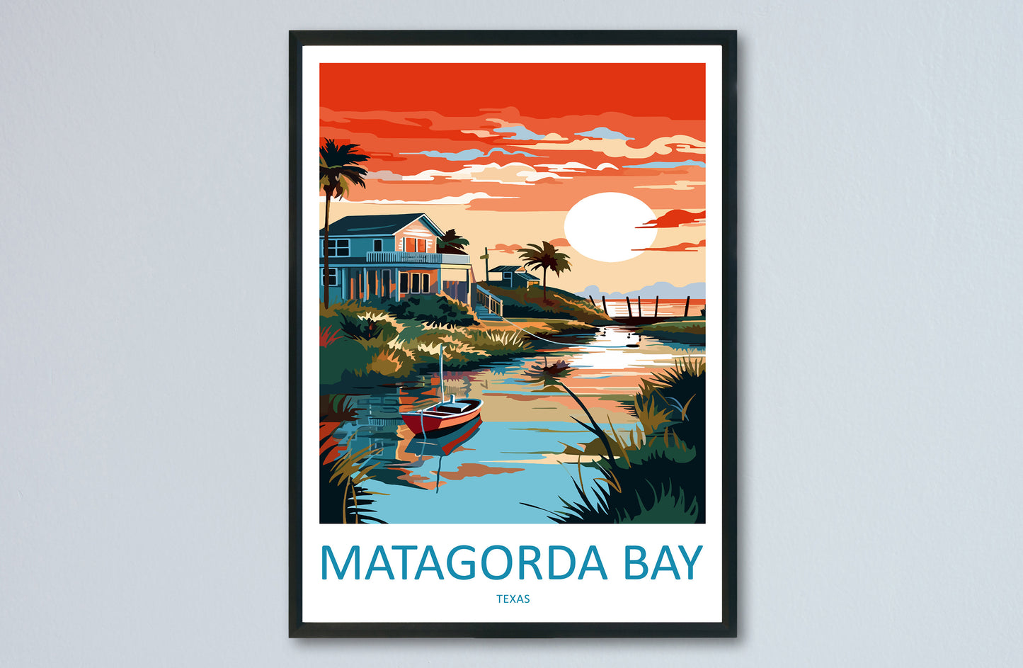 Matagorda Bay Travel Print Wall Art Matagorda Bay Wall Hanging Home Décor Matagorda Bay Gift Art Lovers Texas Art Lover Gift Texas