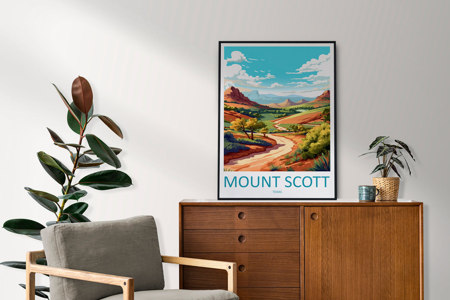 Mount Scott Travel Print Wall Art Mount Scott Wall Hanging Home Décor Mount Scott Gift Art Lovers Texas Art Lover Gift Texas