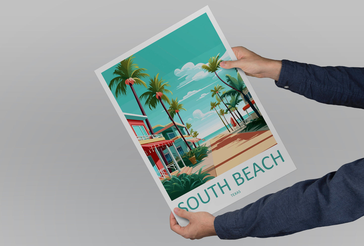 South Beach Travel Print Wall Art South Beach Wall Hanging Home Décor South Beach Gift Art Lovers Texas Art Lover Gift Texas