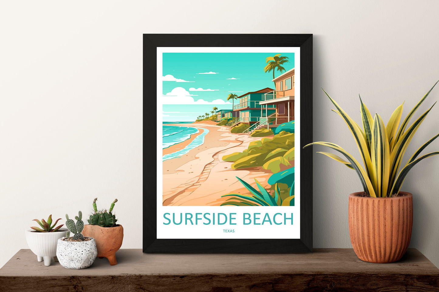 Surfside Beach Travel Print Wall Art Surfside Beach Wall Hanging Home Décor Surfside Beach Gift Art Lovers Texas Art Lover Gift