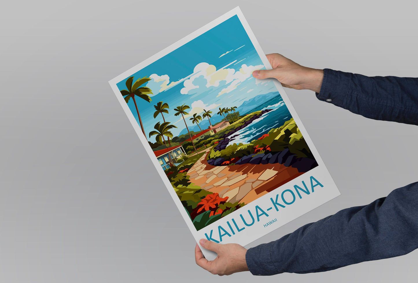 Kailua-Kona Travel Print Wall Art Kailua-Kona Wall Hanging Home Décor Kailua-Kona Gift Art Lovers Hawaii Art Lover Gift Print Artwork