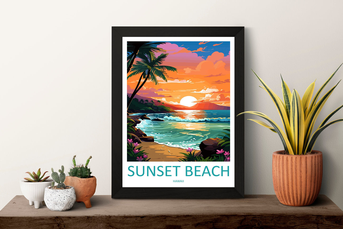 Sunset Beach Travel Print Wall Art Sunset Beach Wall Hanging Home Décor Sunset Beach Gift Art Lovers Hawaii Art Lover Gift Print Artwork