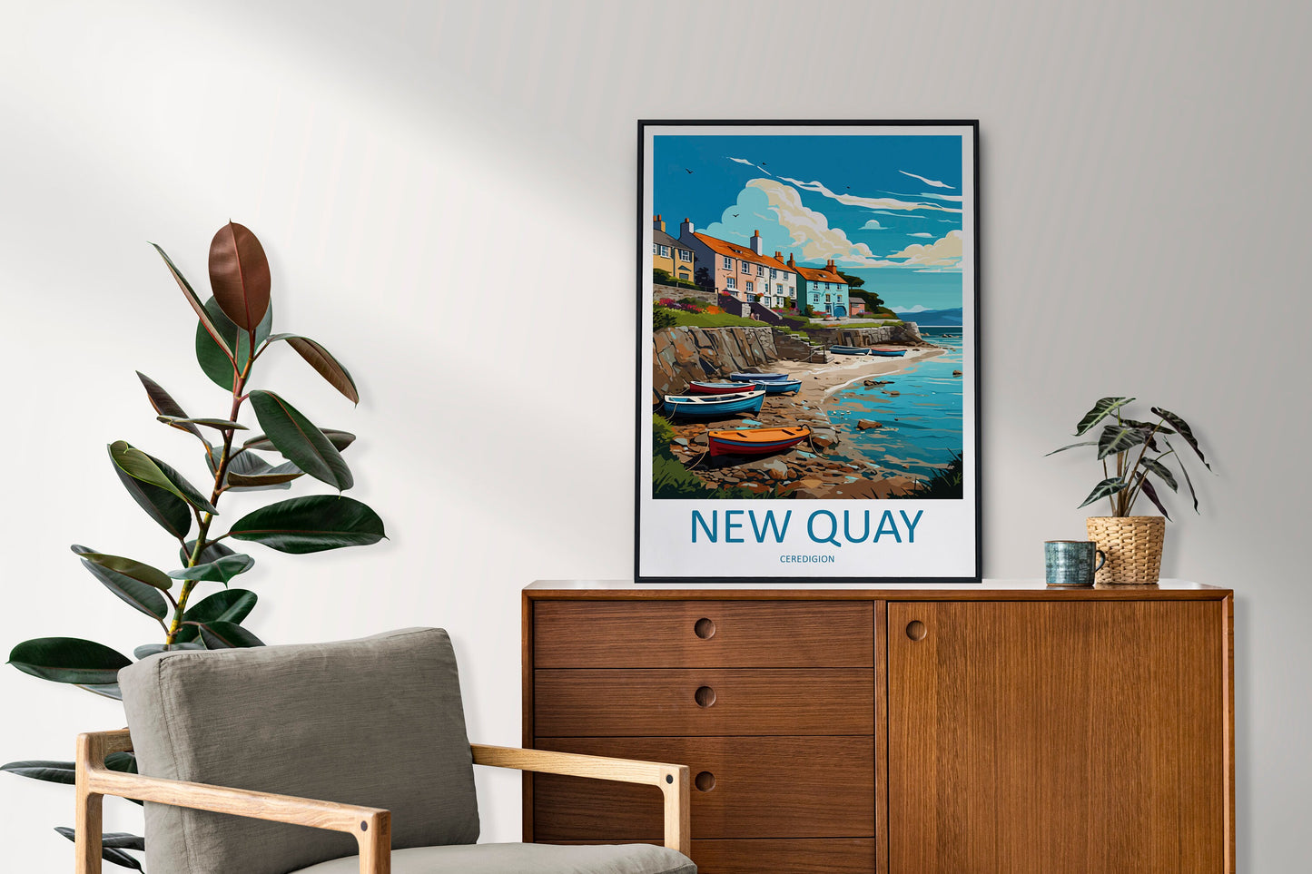 New Quay Travel Print Wall Art New Quay Wall Hanging Home Décor New Quay Gift Art Lovers Welsh Art Lover Gift Wales Wall Art