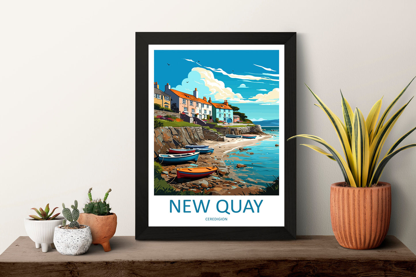 New Quay Travel Print Wall Art New Quay Wall Hanging Home Décor New Quay Gift Art Lovers Welsh Art Lover Gift Wales Wall Art