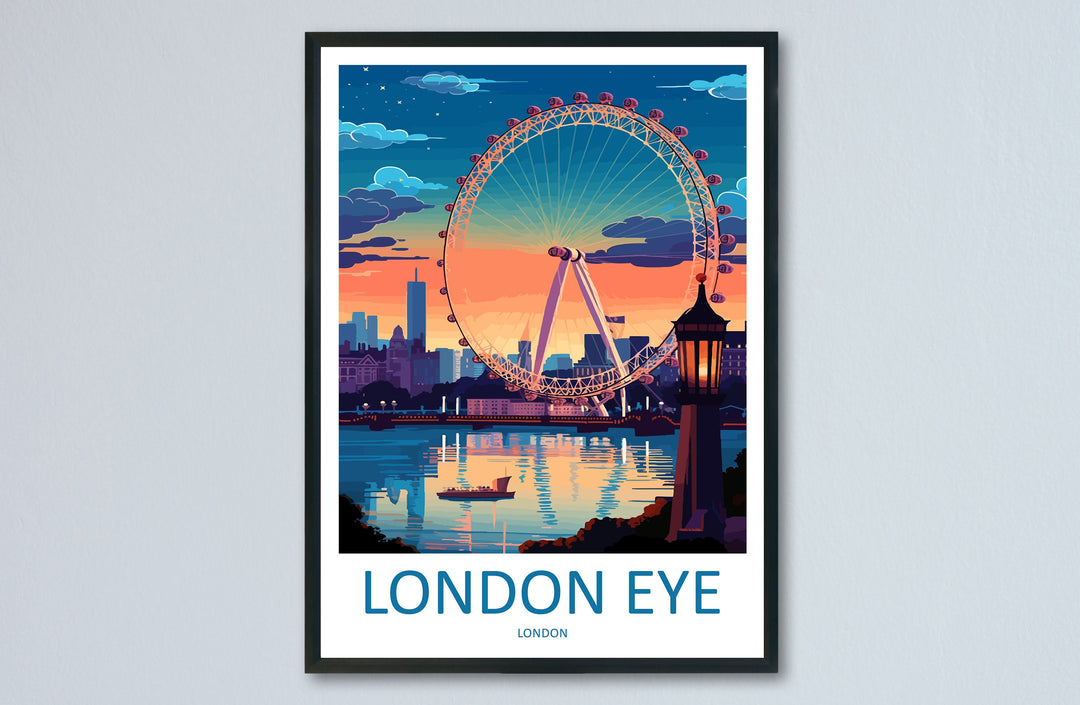 London Eye Travel Print Wall Art London Eye Wall Hanging Home Décor London Gift Art Lovers London Eye Art Lover Gift London Eye Travel Gift