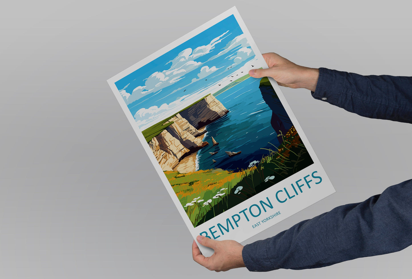 Bempton Cliffs Travel Print Wall Art Bempton Cliffs Wall Hanging Home Décor Bempton Cliffs Gift Art Lovers England Art Lover Gift Print