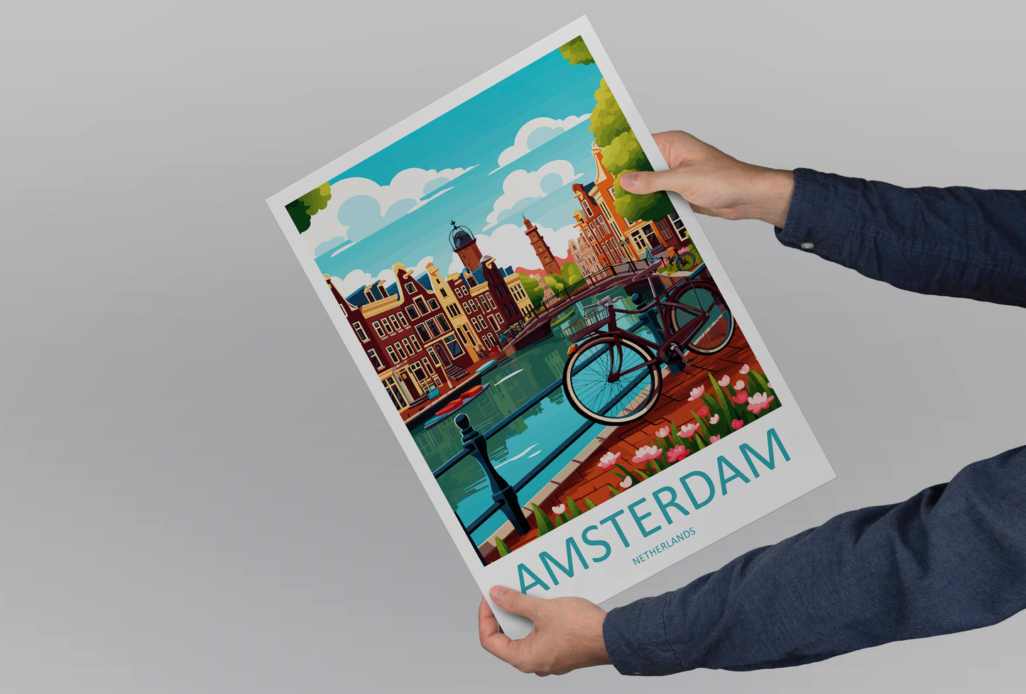 Amsterdam Travel Print Wall Art Amsterdam Wall Hanging Home Décor Amsterdam Gift Art Lovers Netherlands Art Lover Gift Amsterdam Decor