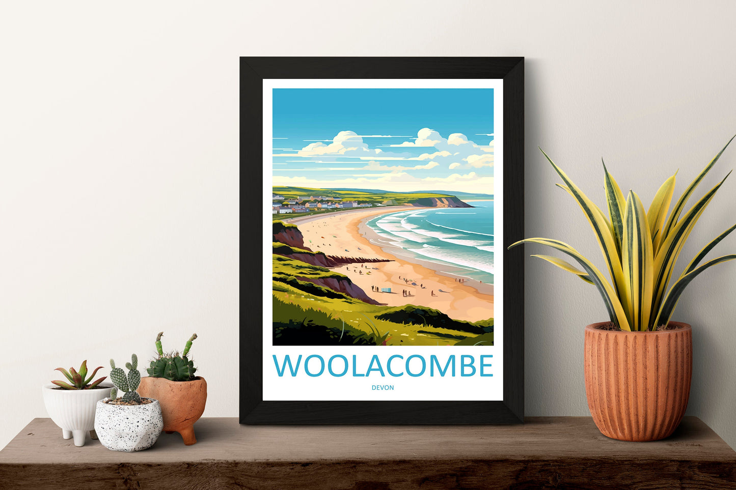 Woolacombe Travel Print Wall Art Woolacombe Wall Hanging Home Decor Woolacombe Gift Art Lovers Wall Art Devon Travel Art