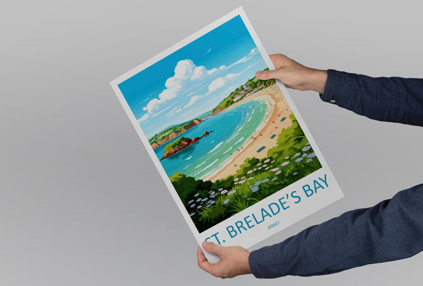 St Brelades Bay Travel Print Wall Art St Brelades Bay Wall Hanging Home Décor St Brelades Bay Gift Art Lovers Jersey Art Lover Gift