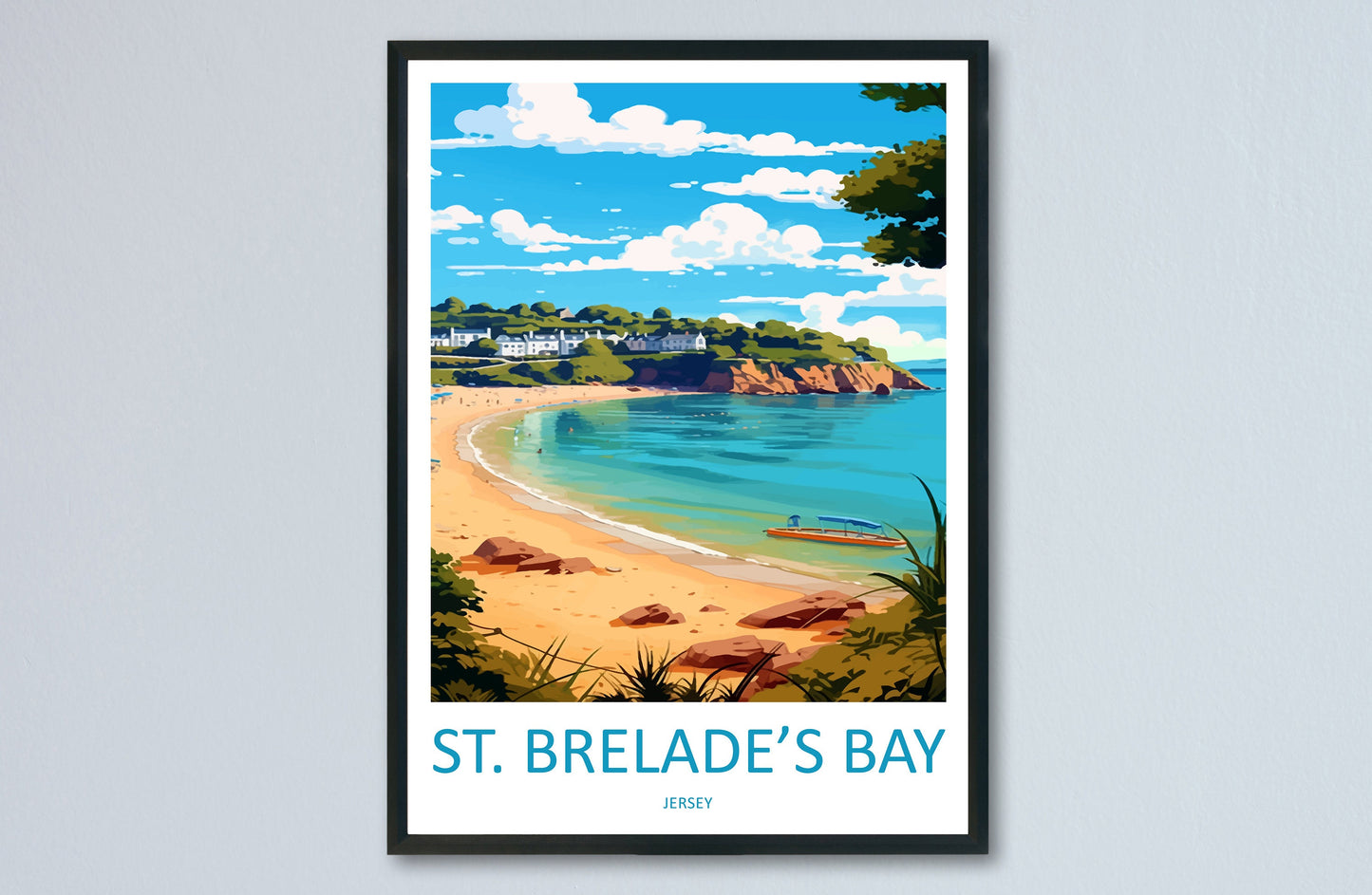 St Brelades Bay Travel Print Wall Art St Brelades Bay Wall Hanging Home Décor St Brelades Bay Gift Art Lovers Jersey Art Lover Gift