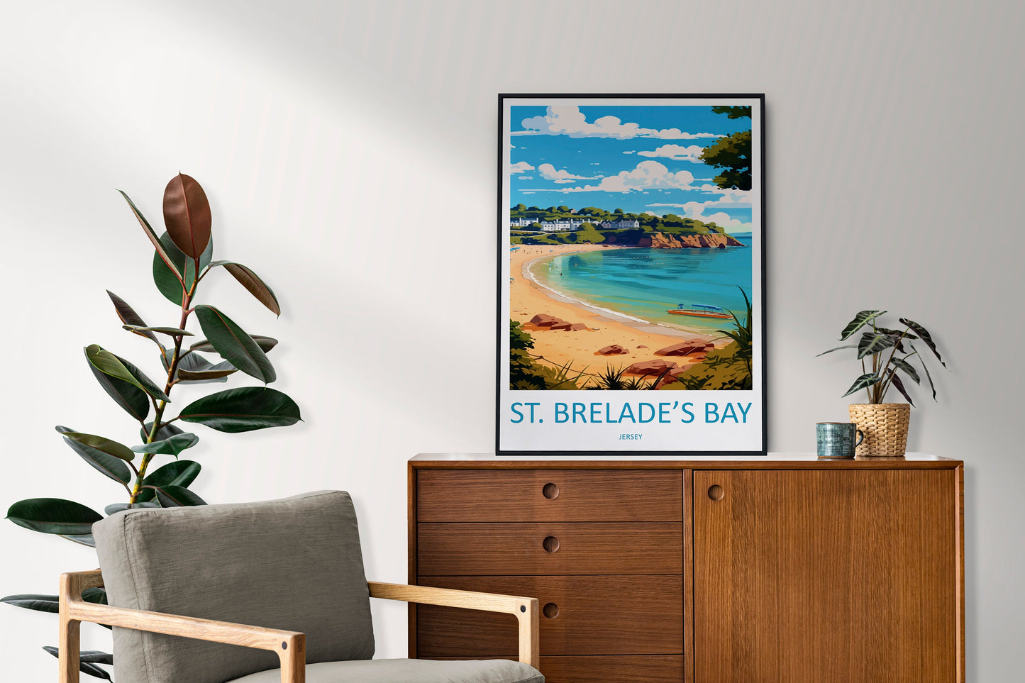 St Brelades Bay Travel Print Wall Art St Brelades Bay Wall Hanging Home Décor St Brelades Bay Gift Art Lovers Jersey Art Lover Gift