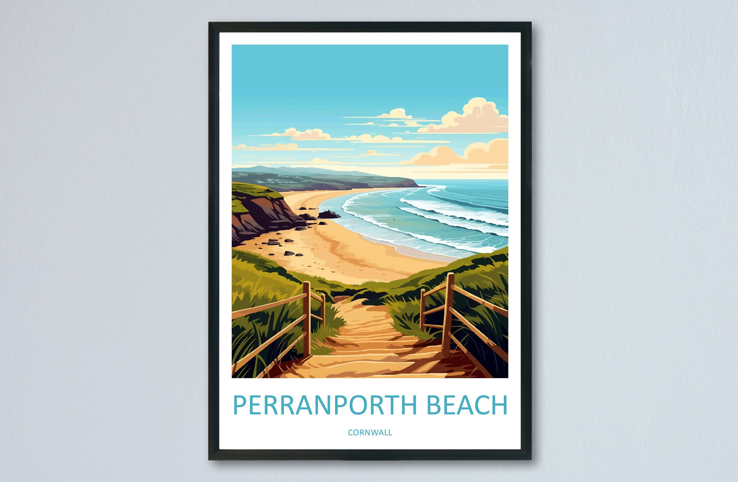 Perranporth Beach Print Perranporth Beach Home Decor Landscape Art Print Perranporth Beach Wall Nature Enthusiast Gift Wall Hanging
