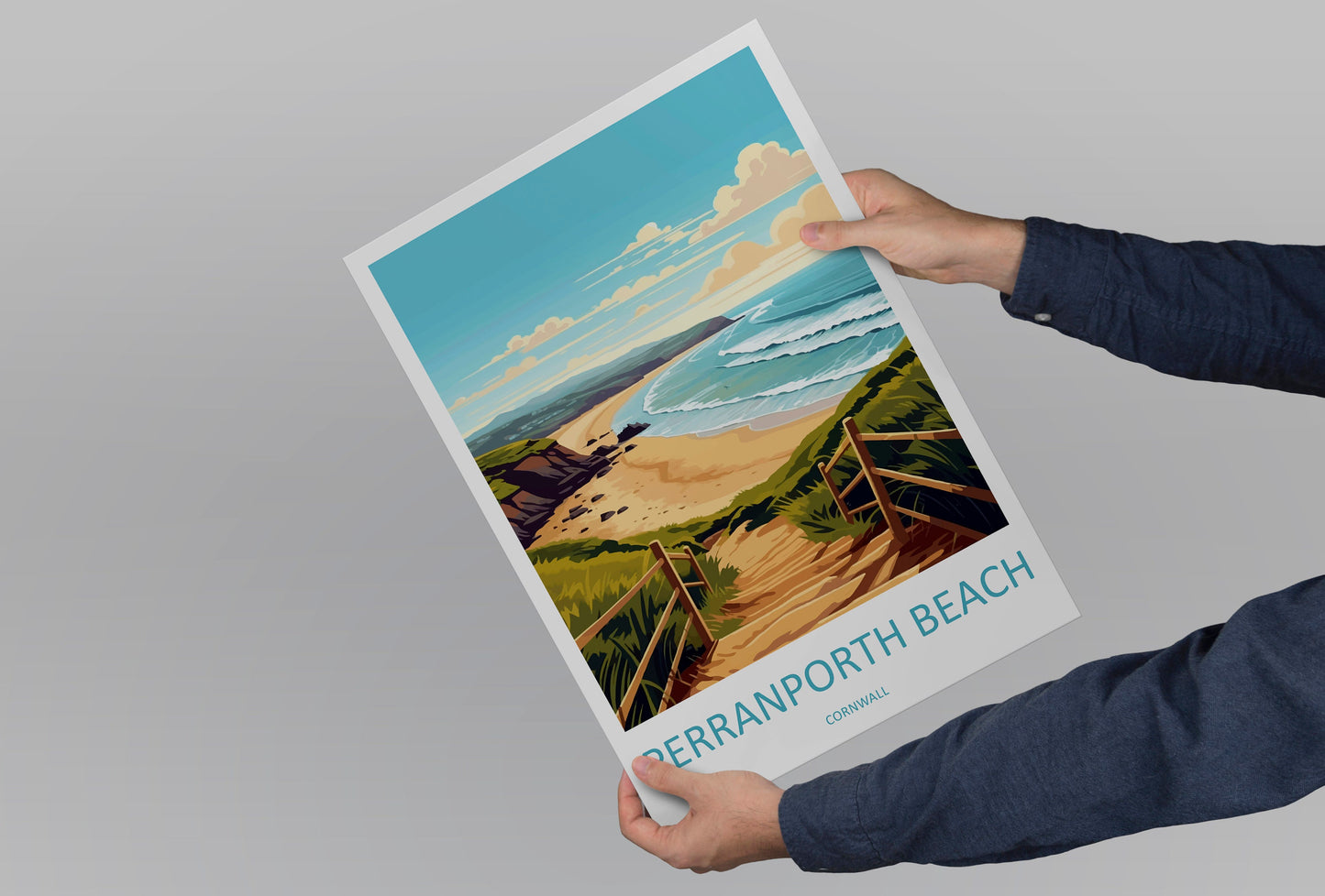 Perranporth Beach Print Perranporth Beach Home Decor Landscape Art Print Perranporth Beach Wall Nature Enthusiast Gift Wall Hanging
