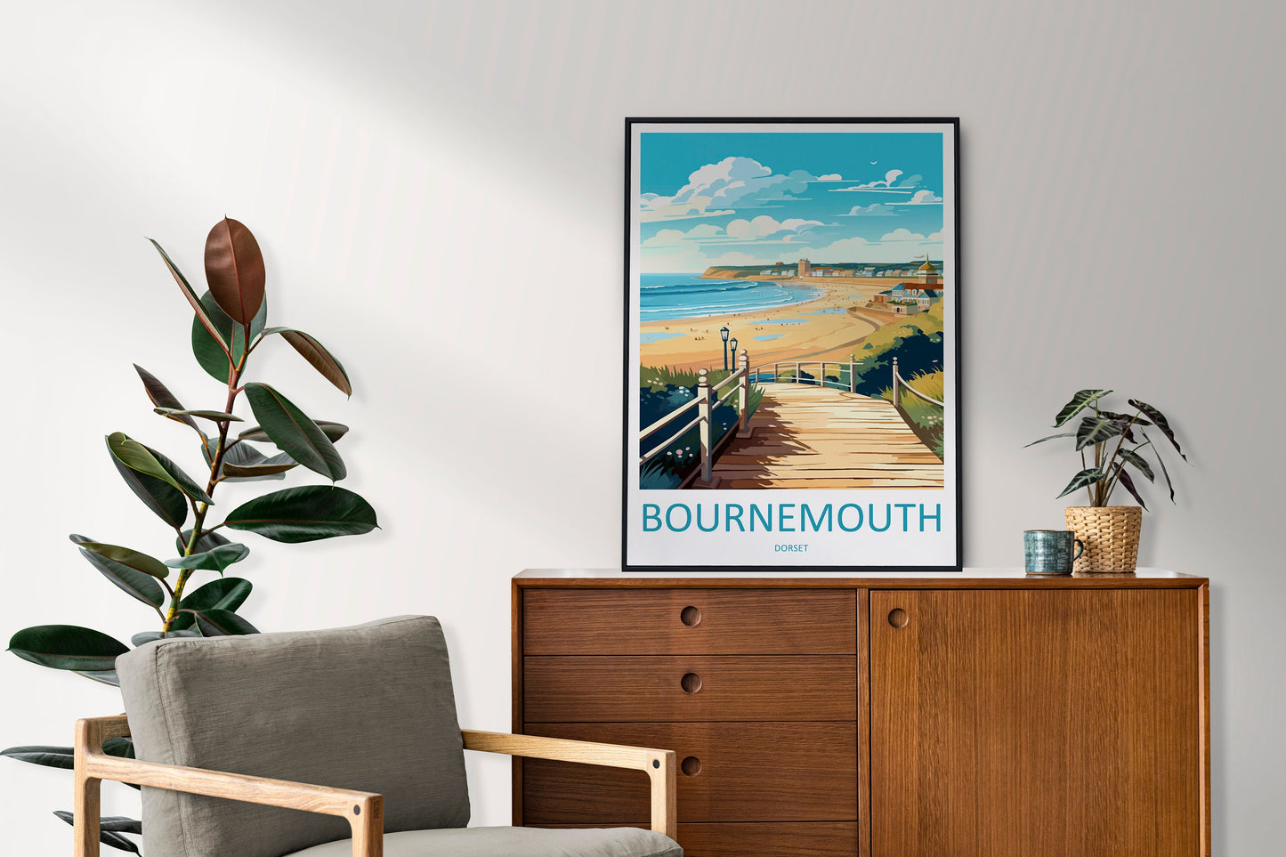 Bournemouth Travel Print Wall Art Bournemouth Wall Hanging Home Décor Bournemouth Gift Art Lovers Dorset Art Lover Gift Bournemouth