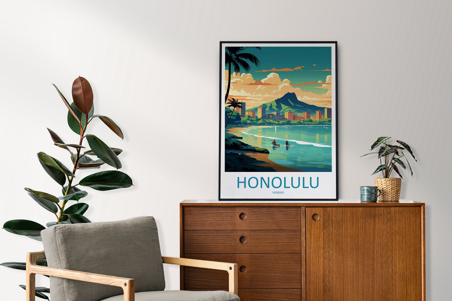 Honolulu Travel Print Wall Art Honolulu Wall Hanging Home Décor Honolulu Gift Art Lovers Hawaii Art Lover Gift Print Artwork