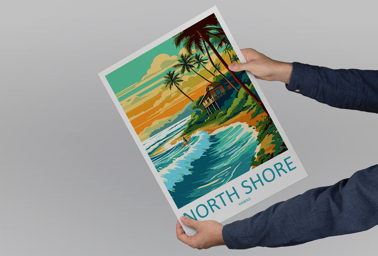 North Shore Travel Print Wall Art North Shore Wall Hanging Home Décor North Shore Gift Art Lovers Hawaii Art Lover Gift Print Artwork