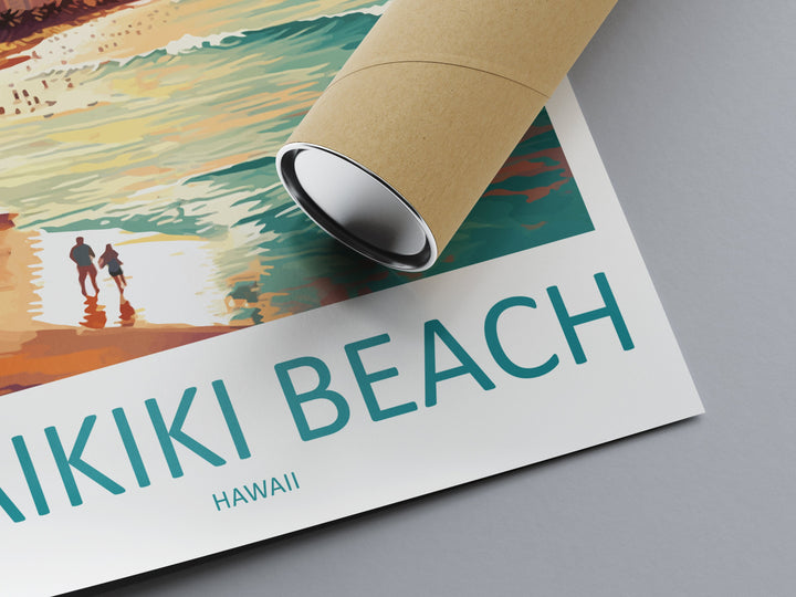 Waikiki Beach Travel Print Wall Art Waikiki Beach Wall Hanging Home Décor Waikiki Beach Gift Art Lovers Hawaii Art Lover Gift Print Artwork