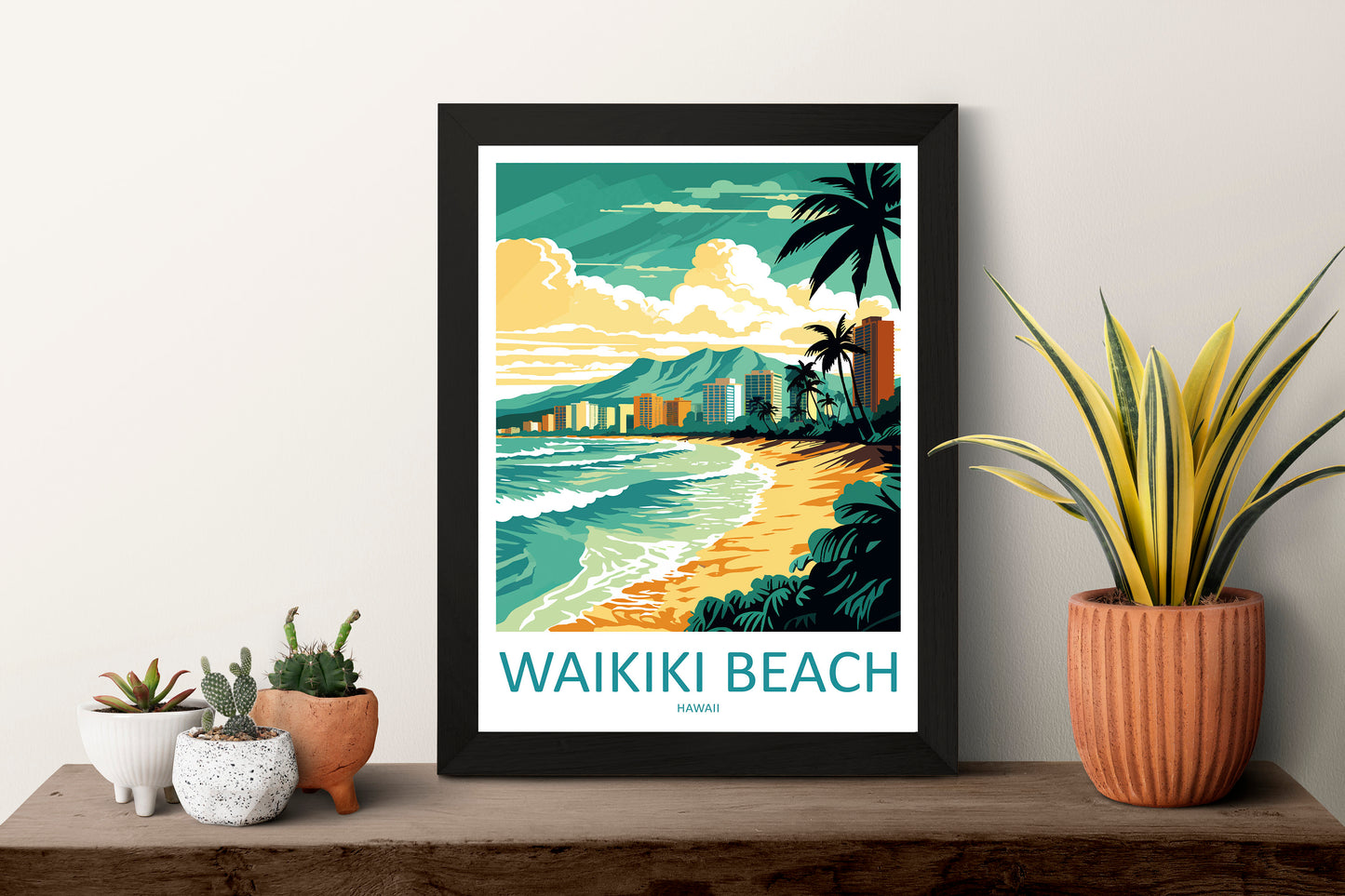 Waikiki Beach Travel Print Wall Art Waikiki Beach Wall Hanging Home Décor Waikiki Beach Gift Art Lovers Hawaii Art Lover Gift Print Artwork
