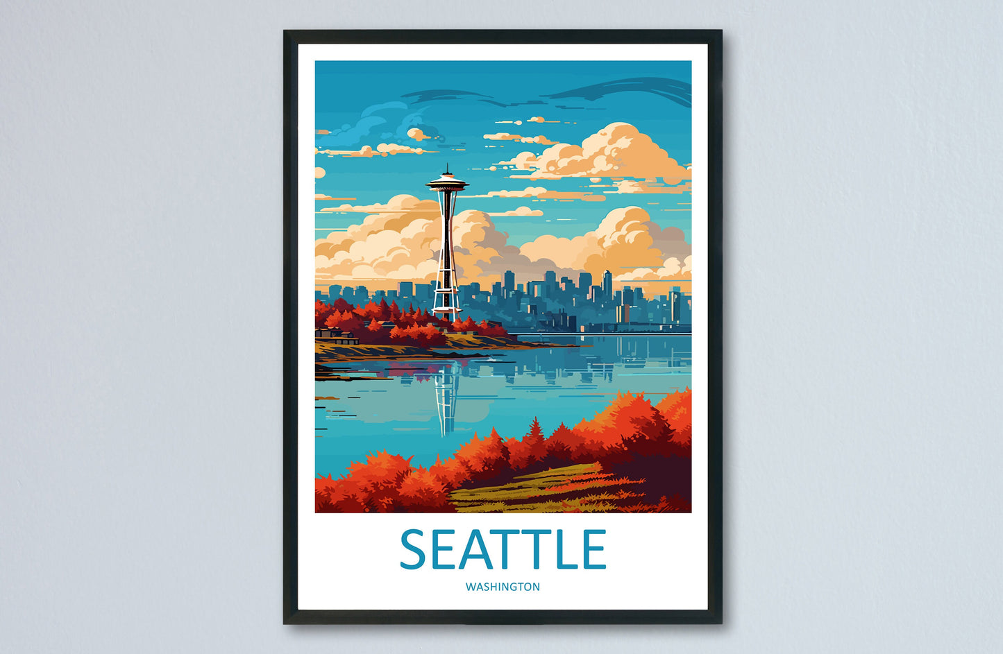 Seattle Travel Print Wall Art Seattle Wall Hanging Home Décor Seattle Gift Art Lovers Washington DC Art Lover Gift Washington DC Travel Art