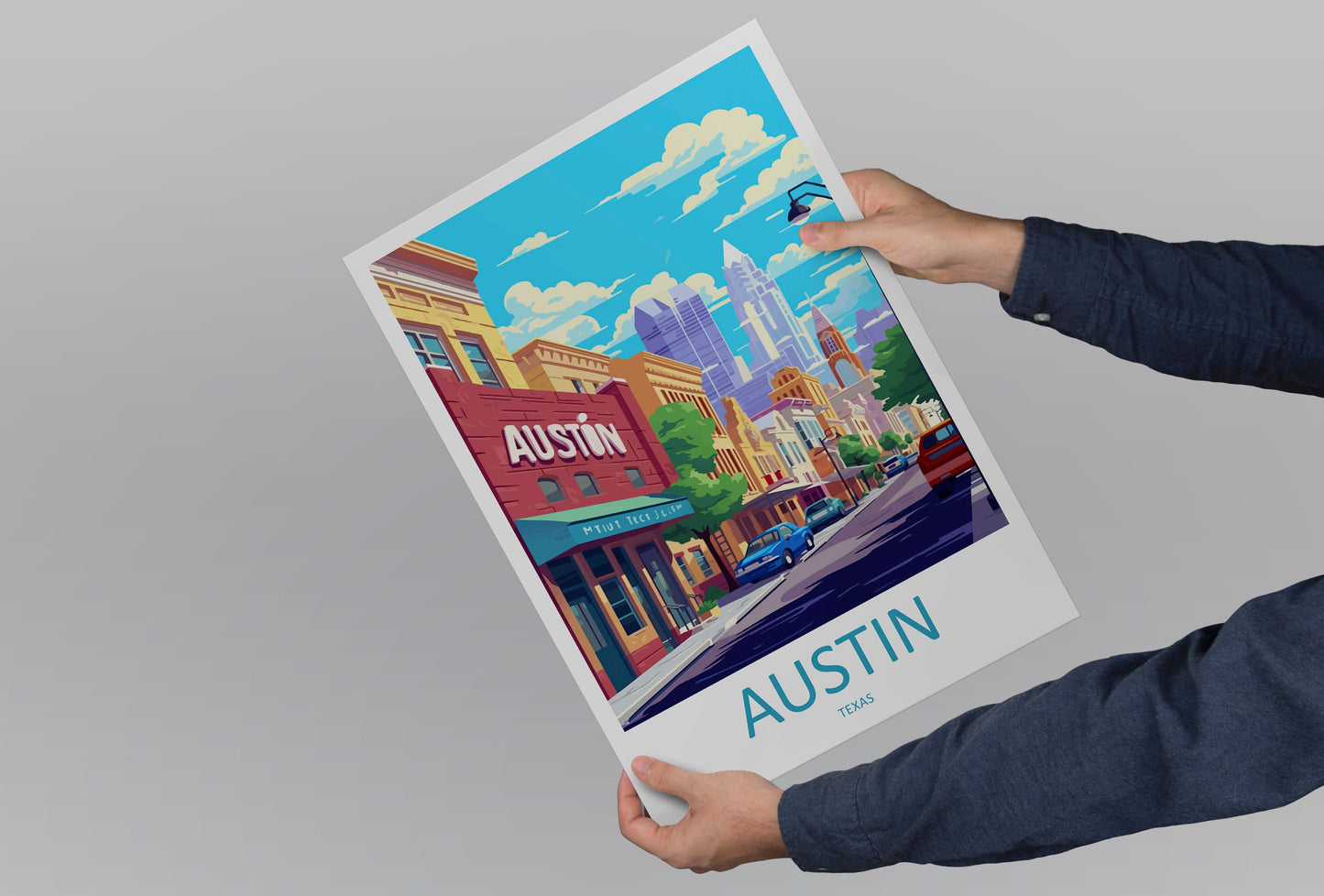 Austin Travel Print Wall Art Austin Wall Hanging Home Décor Austin Gift Art Lovers Texas Art Lover Gift Texas Travel Poster Artwork