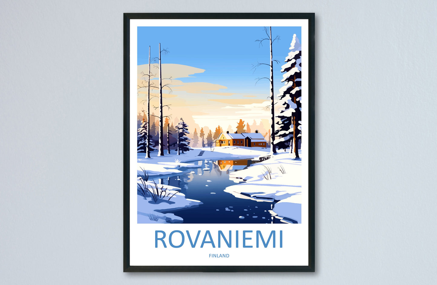 Rovaniemi Travel Print Wall Art Rovaniemi Wall Hanging Home Decor Rovaniemi Gift Art Lovers Wall Art Print Art Finland Wall Print