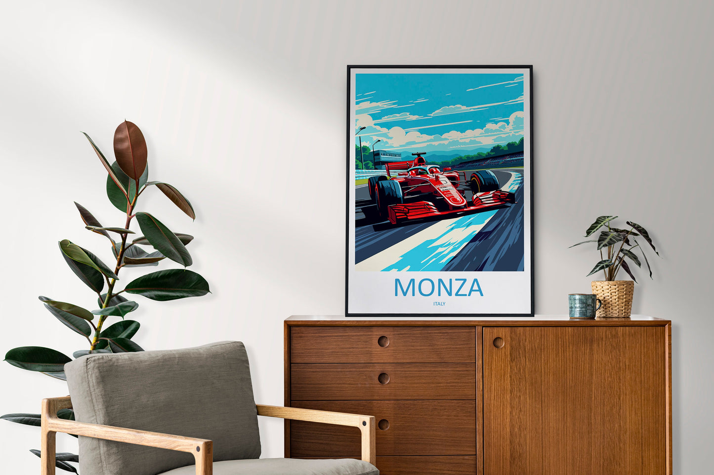 Monza Travel Print Wall Decor Monza Circuit Poster Motorsport Travel Print Art Print Racing Illustration Italy Race car Travel Art