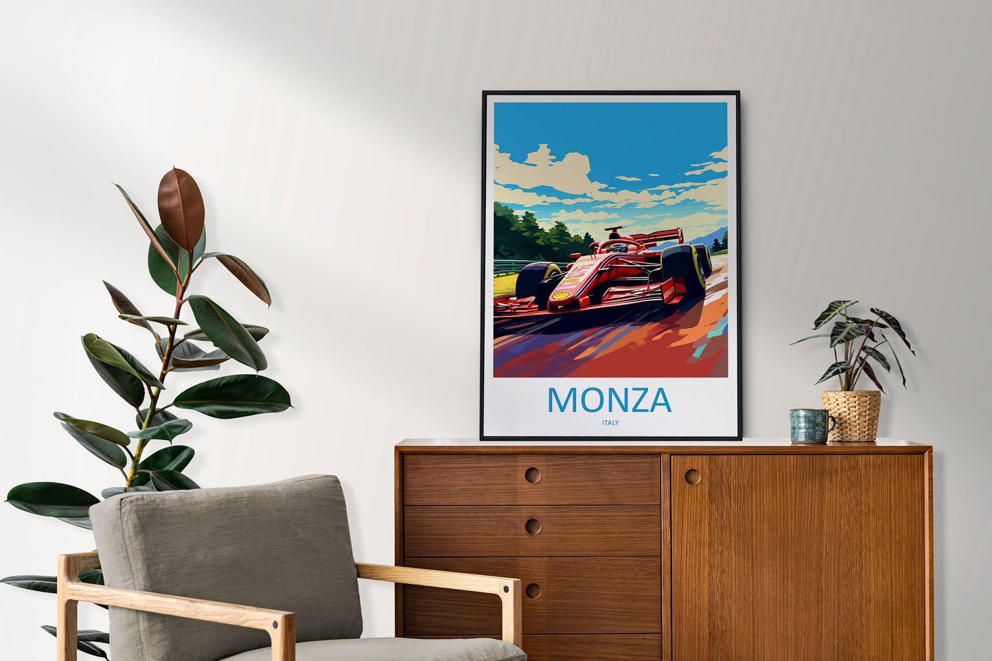 Monza Travel Print Wall Decor Monza Circuit Poster Motorsport Travel Print Art Print Racing Illustration Italy Race car Travel Art