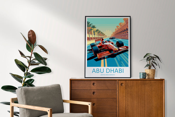 Abu Dhabi Travel Print Wall Decor Abu Dhabi Circuit Poster Motorsport Travel Print Art Print Racing Illustration UAE Race car Travel Art