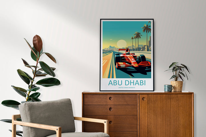 Abu Dhabi Travel Print Wall Decor Abu Dhabi Circuit Poster Motorsport Travel Print Art Print Racing Illustration UAE Race car Travel Art