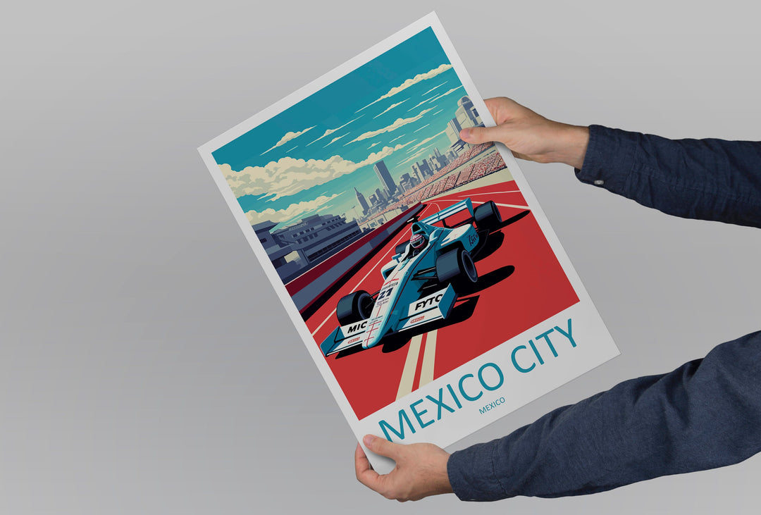 Mexico City Travel Print Wall Decor Mexico City Circuit Poster Motorsport Travel Print Art Print Racing Illustration Mexico Race car Art