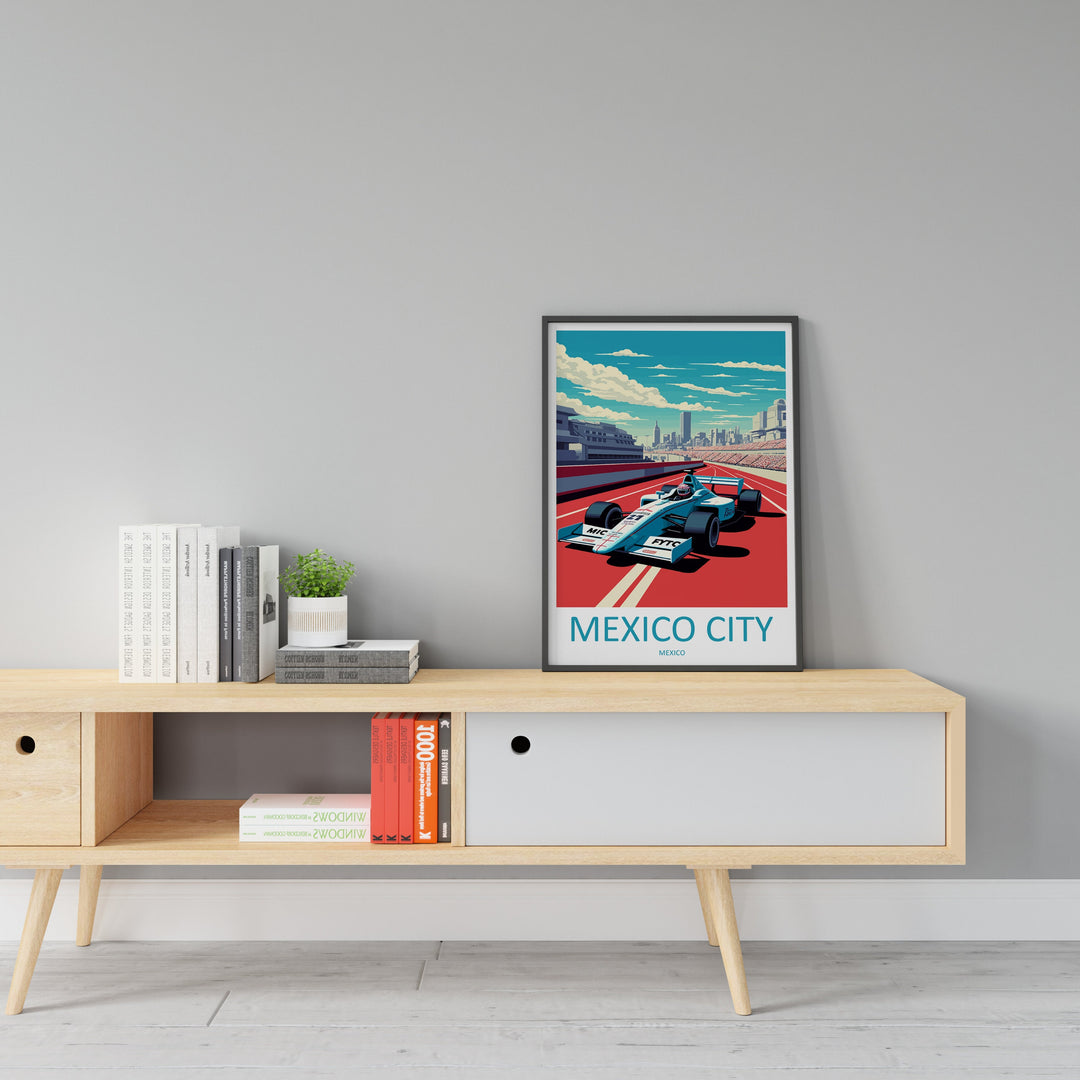 Mexico City Travel Print Wall Decor Mexico City Circuit Poster Motorsport Travel Print Art Print Racing Illustration Mexico Race car Art