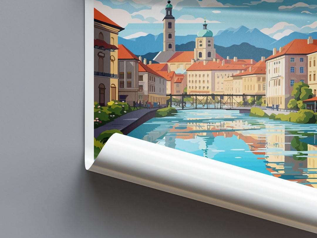Ljubljana Travel Print Ljubljana Home Décor Slovenia Art Print Ljubljana Wall Print For Gift Wall Hanging Art Travel Slovenia Artwork