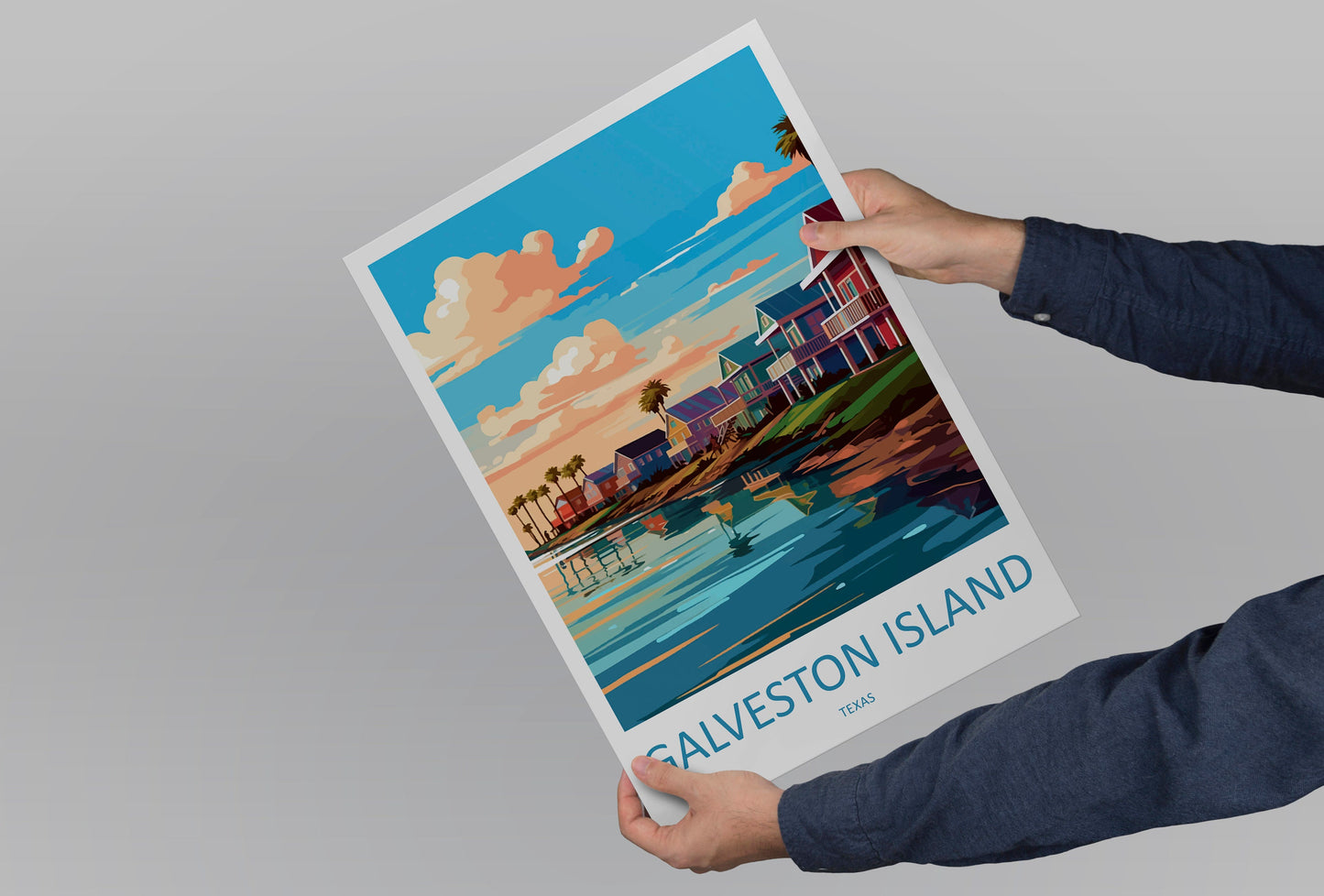 Galveston Island Travel Print Wall Art Galveston Island Wall Hanging Home Décor Galveston Island Gift Art Lovers Texas Art Lover Gift Texas