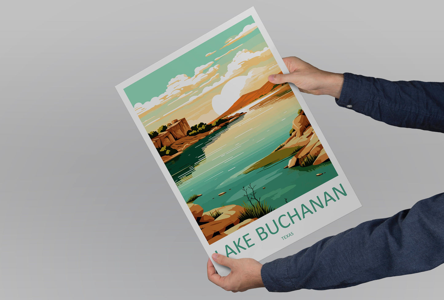 Lake Buchanan Travel Print Wall Art Lake Buchanan Wall Hanging Home Décor Lake Buchanan Gift Art Lovers Texas Art Lover Gift Texas