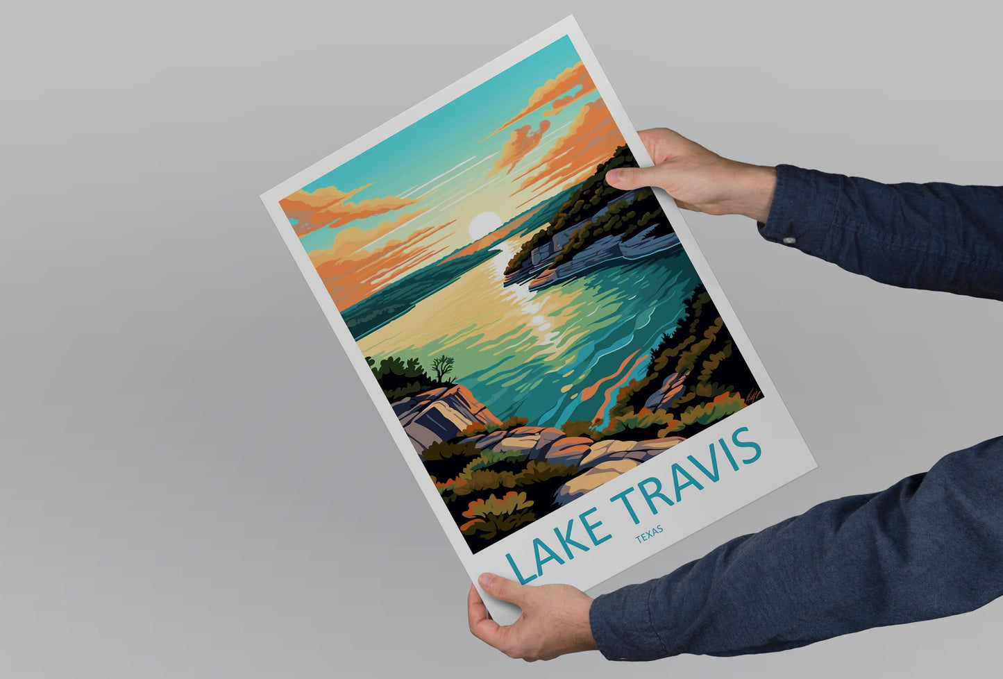 Lake Travis Travel Print Wall Art Lake Travis Wall Hanging Home Décor Lake Travis Gift Art Lovers Texas Art Lover Gift Texas