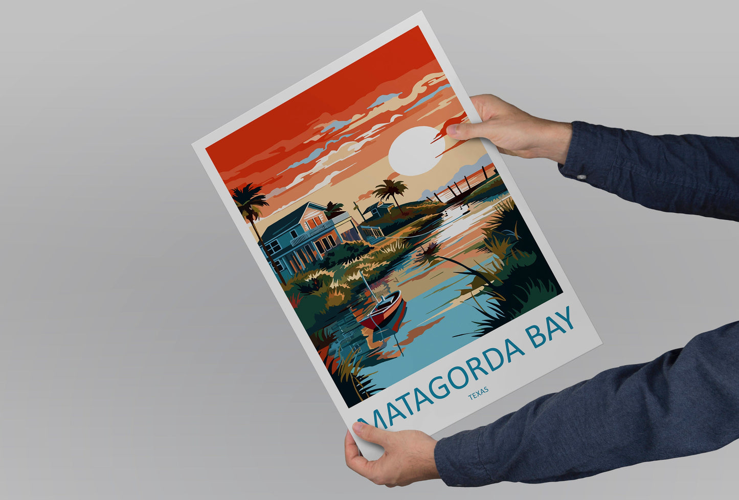 Matagorda Bay Travel Print Wall Art Matagorda Bay Wall Hanging Home Décor Matagorda Bay Gift Art Lovers Texas Art Lover Gift Texas
