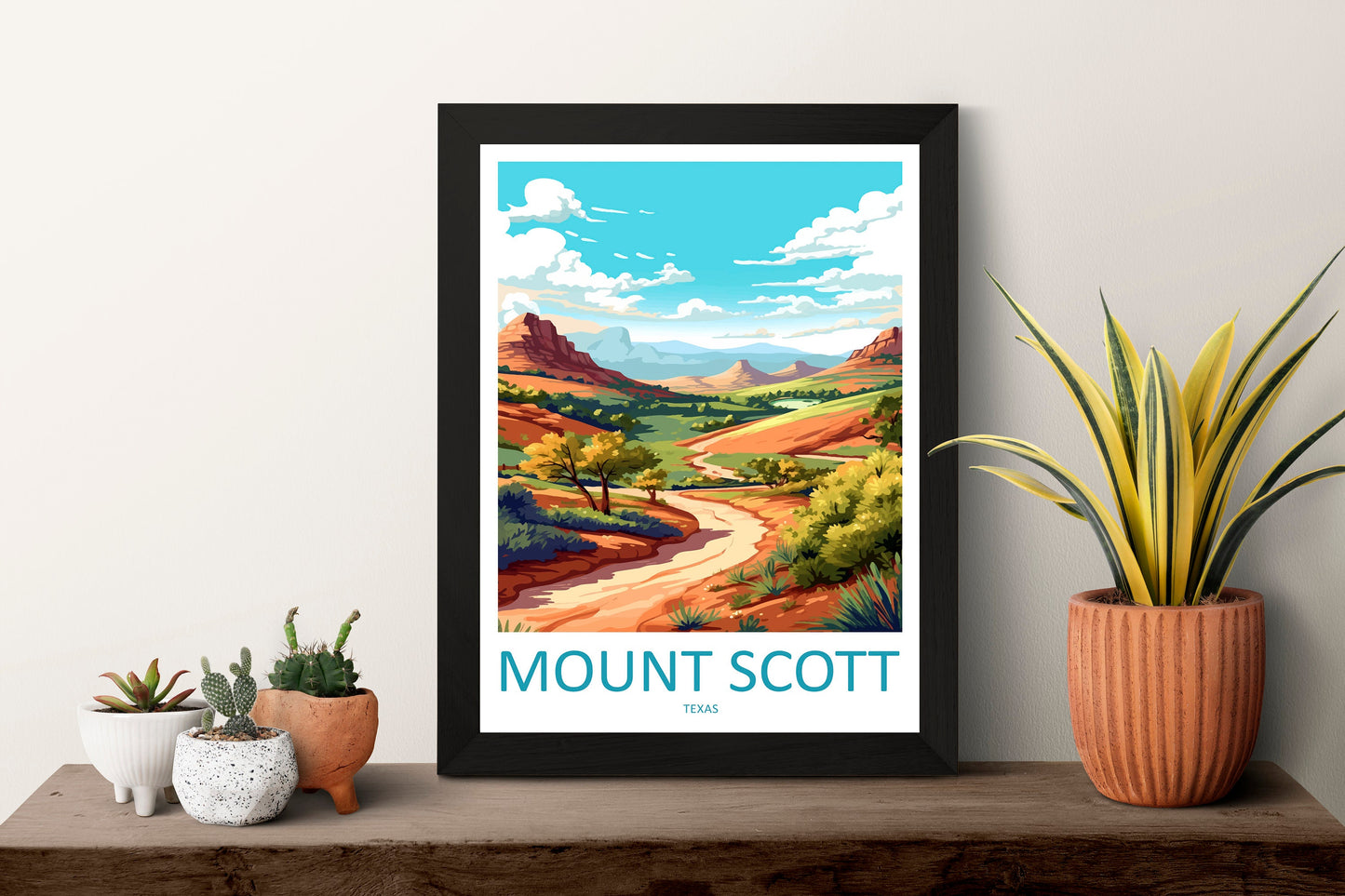 Mount Scott Travel Print Wall Art Mount Scott Wall Hanging Home Décor Mount Scott Gift Art Lovers Texas Art Lover Gift Texas
