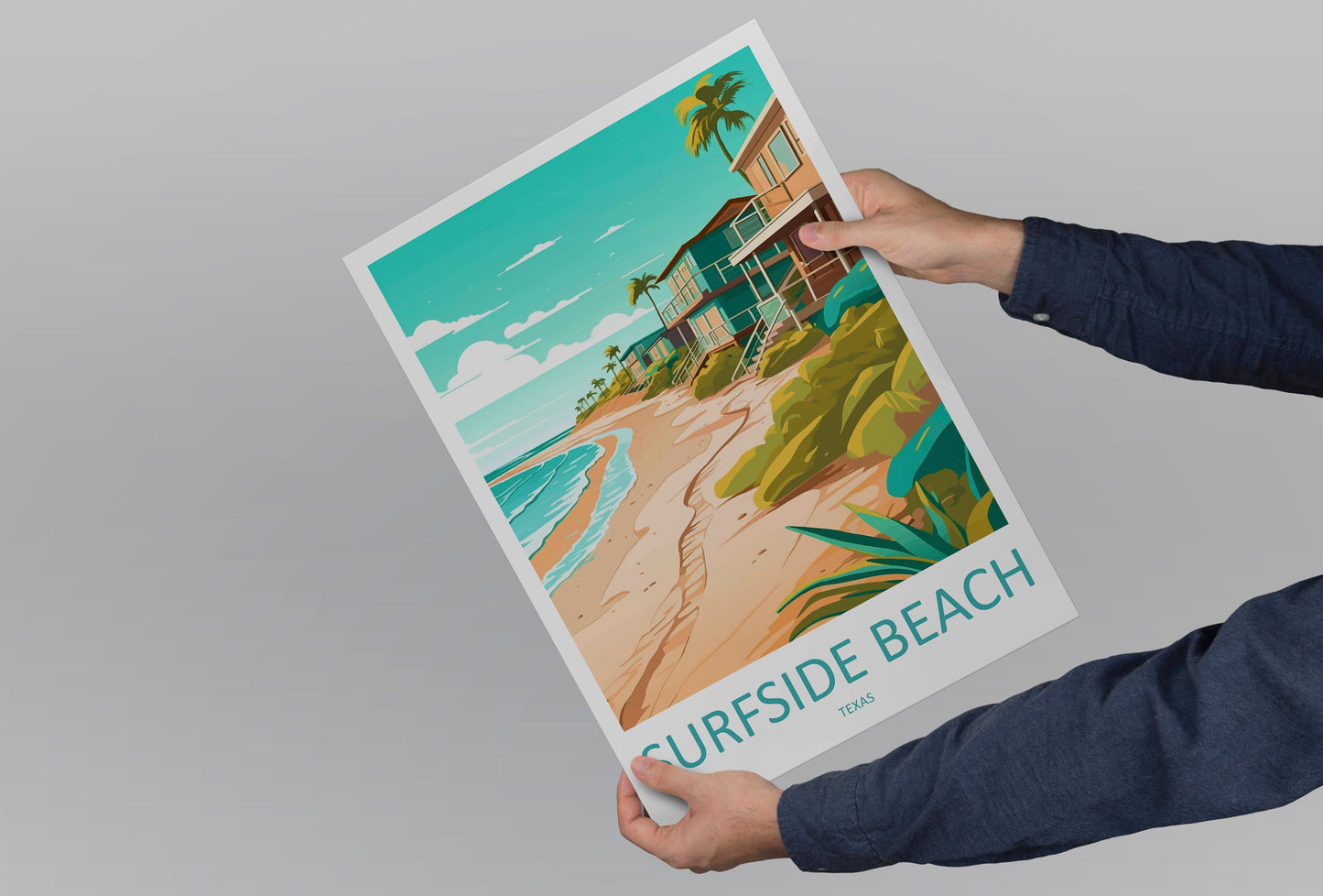Surfside Beach Travel Print Wall Art Surfside Beach Wall Hanging Home Décor Surfside Beach Gift Art Lovers Texas Art Lover Gift