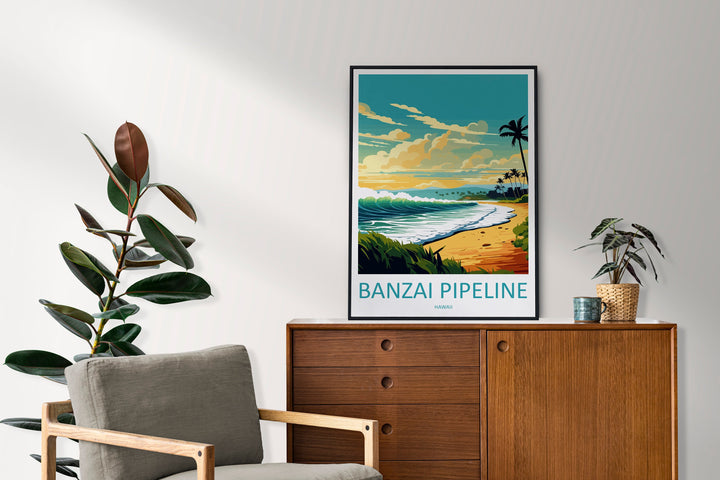 Banzai Pipeline Travel Print Wall Art Banzai Pipeline Wall Hanging Home Décor Banzai Gift Art Lovers Hawaii Art Lover Gift Print Artwork