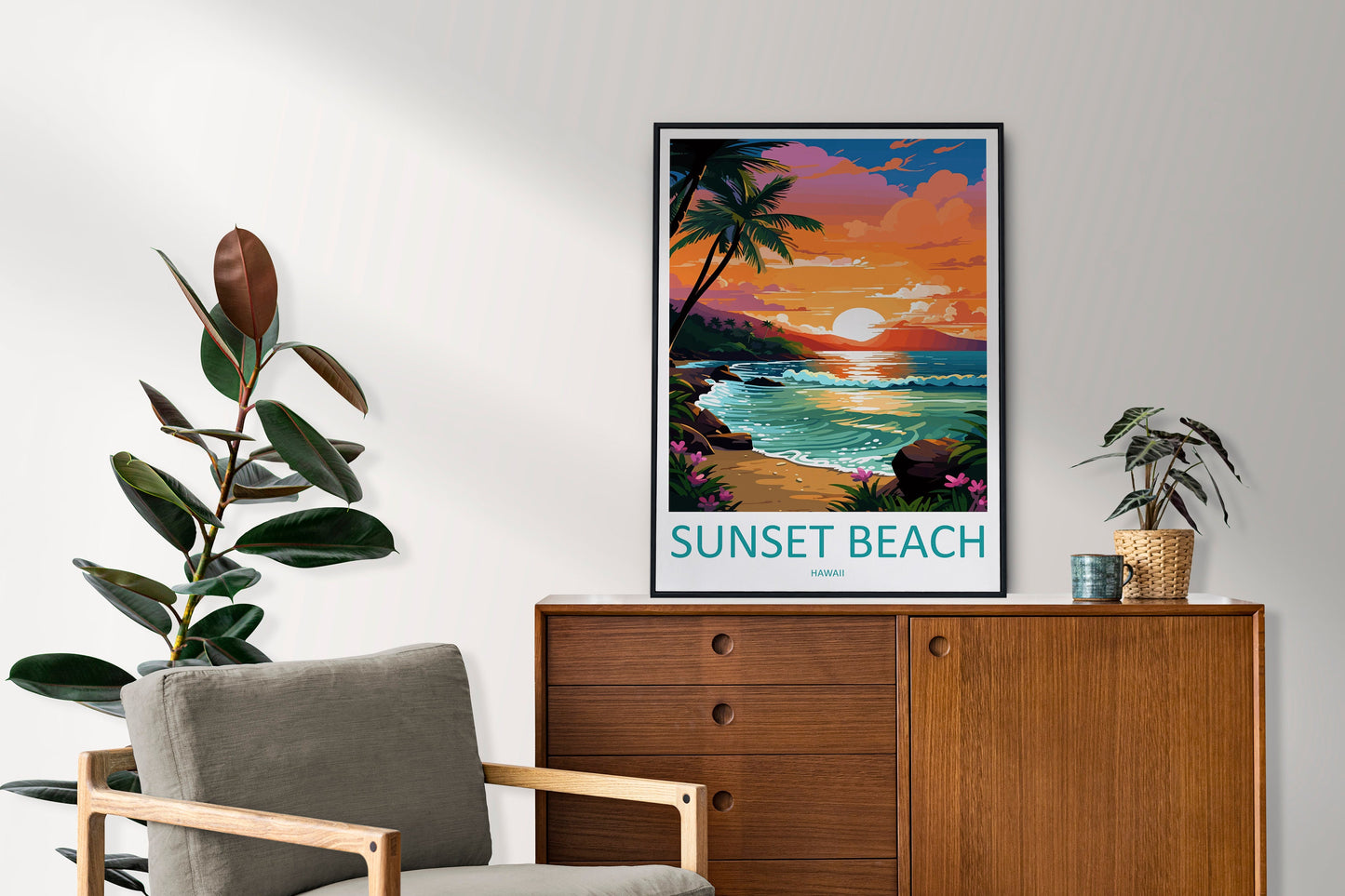 Sunset Beach Travel Print Wall Art Sunset Beach Wall Hanging Home Décor Sunset Beach Gift Art Lovers Hawaii Art Lover Gift Print Artwork